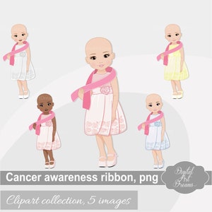 がん啓発リボン クリップアート、ハゲの少女 クリップアート、かわいいキャラクター グラフィック、ピンクの乳がん啓発リボン 印刷物、少女画像 png
