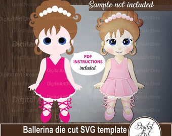 Ballerina SVG Paper Piecing, Die Cut, Scrapbook characters, Digital embellishment, Paper craft, Cricut designs, Cutouts, PDF instructions