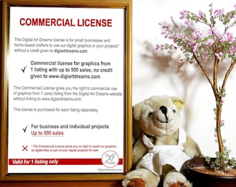 Commercial License on Clipart No Credit Required for 1 Listing (Up to 500 Sales) by Digital Art Dreams