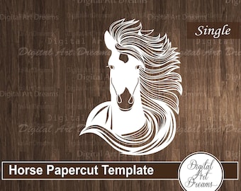 Horse SVG file - Paper cut out designs - Cute horse head papercut - Paper cutting art templates - DIY wall decor - Paper craft - Animal svg