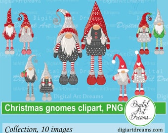 Gnome clipart, Christmas gnomes images, Christmas clip art, png designs, Christmas decorations, digital artwork, scrapbooking, card making