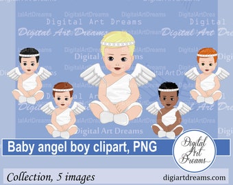 Angel baby boy clipart - Angel clipart - Baby boy png - Christmas clipart - Angel png - Christmas designs - Digital artwork - Scrapbooking