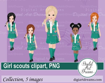 Girl scout png - Little scouts - Character clip art - Black kid clipart - African American - Digital artwork - Junior, image png, schoolgirl