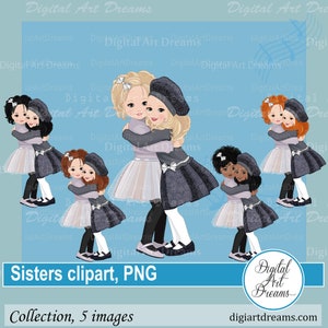 Sisters clipart, Cute characters, Sister clipart png, Little girl clipart, Family clipart, Digital images, Printables, African American art