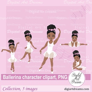 Black ballerina png - Dancing girl clipart - African American clip art - Cute ballet dancer - Ballerina wall art - Digital images - Artworks