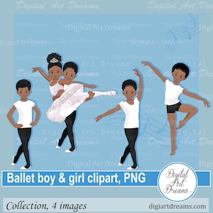 Ballet clipart - African American boy png - Ballet dancer - Black kids clipart - Ballet couple - Ballet boy - Art printables - Scrapbooking