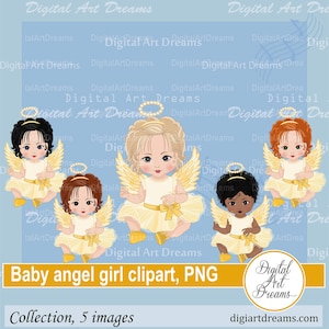 Baby angel clipart - Golden angel clipart - Baby girl png - Christmas clipart - Angel png - Christmas designs, Digital artwork, Scrapbooking