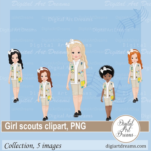 Scout girl clip art - Cute girl png - Character clip art - Black kid digital art - African American - Black girl artwork - Senior - Cadette