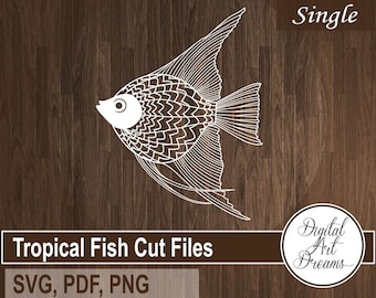 Diseños SVG de peces - Plantillas de corte de papel - Archivos SVG para cricut - Corte de papel de peces tropicales - Arte de pared de papel DIY - Artesanía de papel - Corte de papel