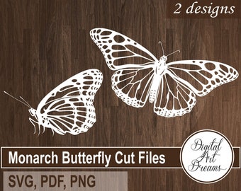Archivos SVG de mariposa monarca - Svg de mariposa para Cricut - Plantilla de corte de papel - Diseño de recorte de papel - Silueta de tabla de corte - Artesanía de papel