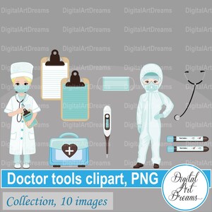 Female doctor clipart - Medical tools clipart - Girl dr clipart - Digital drawing - Printable planner stickers - Stethoscope clip art
