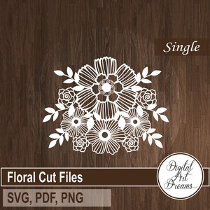 Floral cut file SVG - Floral paper cut - SVG for Cricut - Wedding flowers svg - Paper cutting template - Cut out designs - Wall decals - DIY