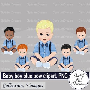 Clipart de bebé, imágenes de cumpleañeros, gráficos de lactancia, imágenes prediseñadas para bebés, personaje lindo, imprimibles de fiesta, niños con golpe azul en un traje