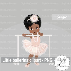 African American ballerina clipart - Baby girl - Ballet dancer clipart - Character design - Wall decor - Printable art - Scrapbook images