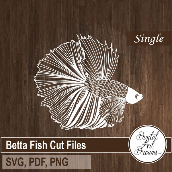 Fisch SVG Datei - Scherenschnitt Motive - Scherenschnitt Vorlagen - DIY Wanddeko - Papierhandwerk - Kampffisch betta splendens papercut