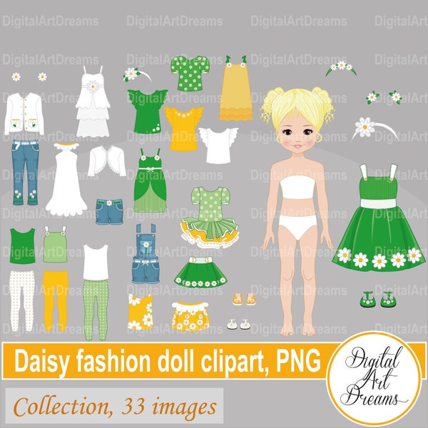 Paper doll clothes - Printable paper dolls - Paper doll template - Fashion girl clipart - Cut out image - DIY crafts - Original artwork