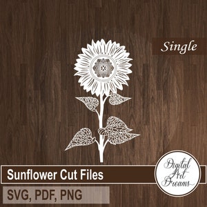 Sunflower SVG file - Flower papercut - Paper cut out designs - Cricut files - Paper cutting templates - DIY wall decor - Paper craft
