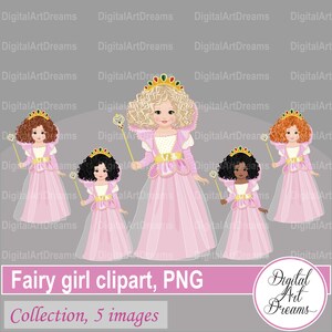 Fee Prinzessin Clipart - Fee Clipart - Kleine Mädchen Clipart - Rosa Fee png - Prinzessin - Süße Figuren - Digitales Kunstwerk - Scrapbooking