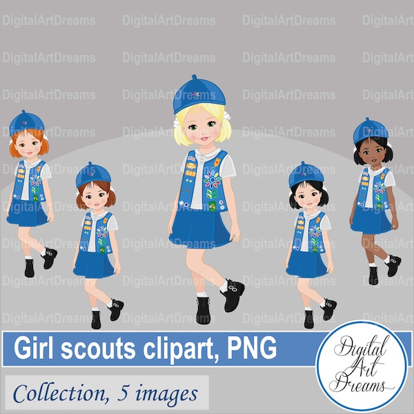Girl scout clip art - Girl scouts daisy - Little girl clip art - Character design - Black girl png - Digital artwork - Girl scout clipart