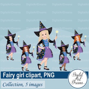 Fairy clipart - Little girl clipart - Fairy png - Halloween clipart - Cute characters - Witch clipart - Enchantress art - Digital artwork