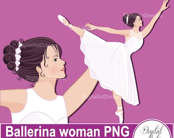 Ballerina Woman Clipart, Cute Ballet Graphics, Female Character, Dance Class, Dancing Illustration png, Digital Party Printables, Lady Image