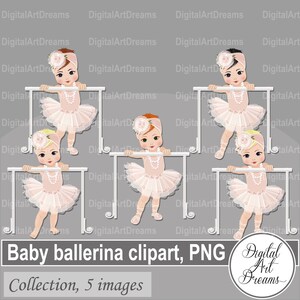 Clip art de baby ballerina, clipart de bailarinas, niñas, personajes lindos, imprimibles de fiesta, gráficos de enfermería, arte de pared, ilustración de ballet