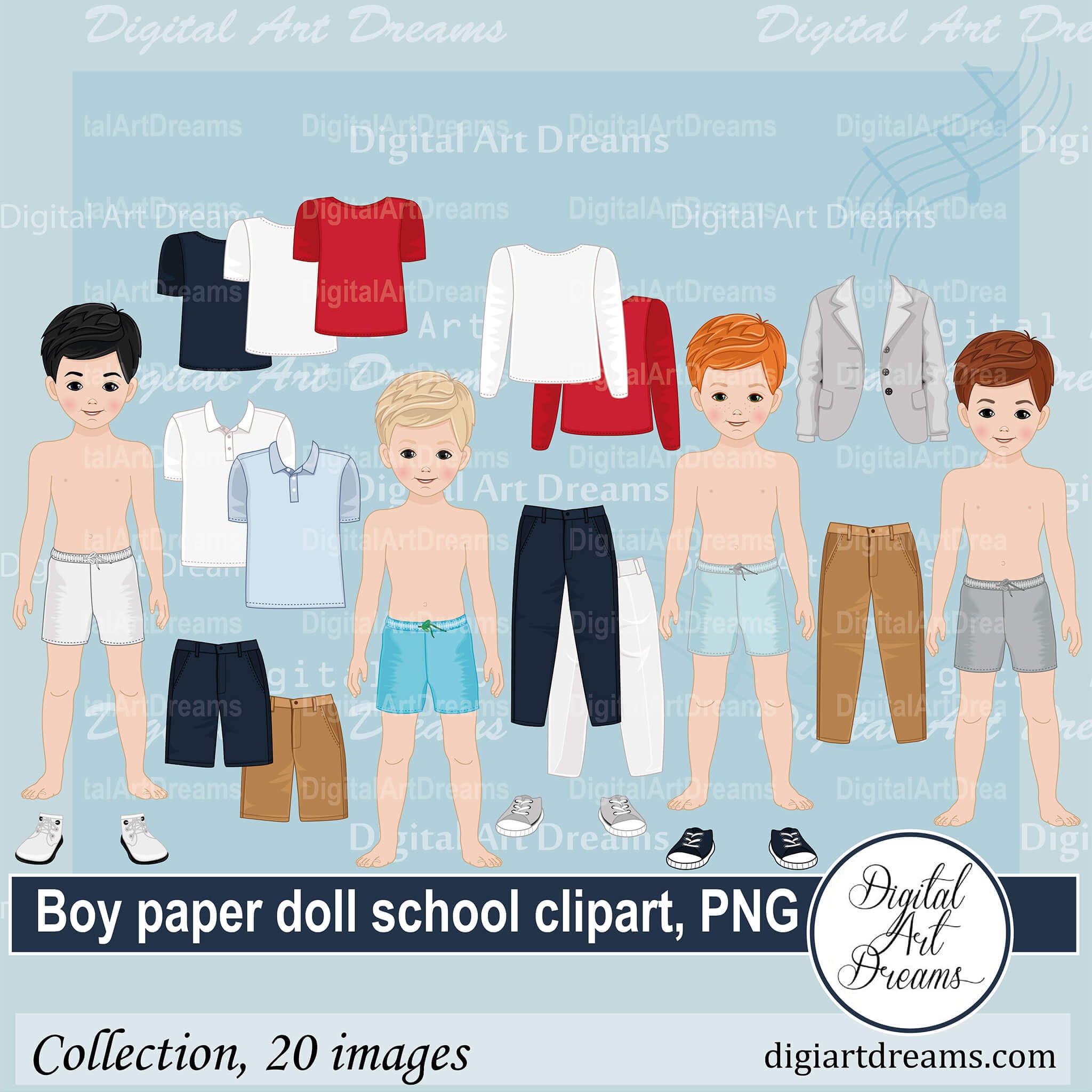 Dress Doll Clipart Digital Paper Doll Clipart Little Boy Png Doll