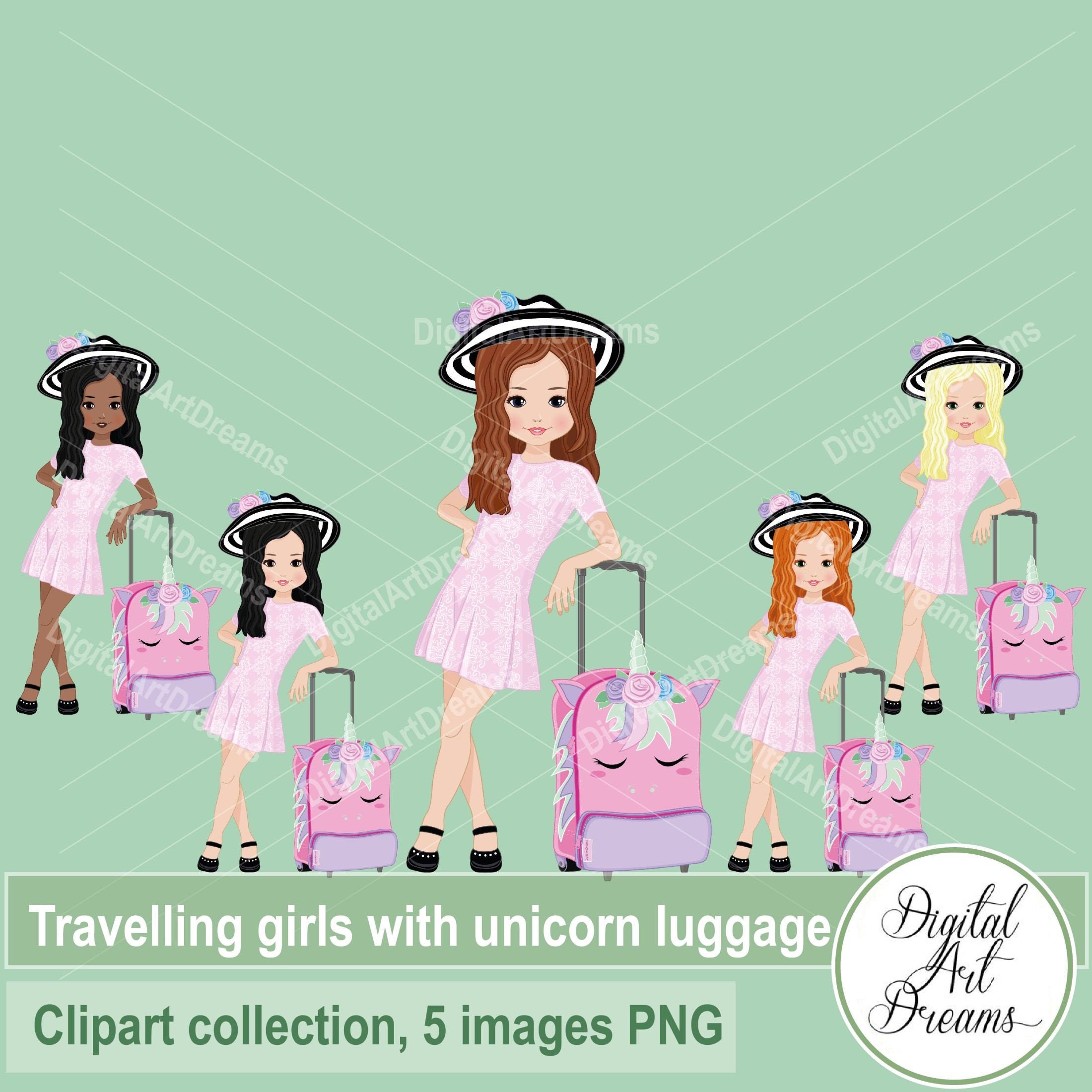 Travel Clipart Summer Clip Art Character Design Girl Etsy