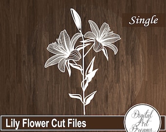 Archivo SVG de flores - Plantilla de corte de papel Lily - Diseños recortados en papel - Cricut svg - Silueta cortable - Decoración de pared DIY - Artesanía de papel