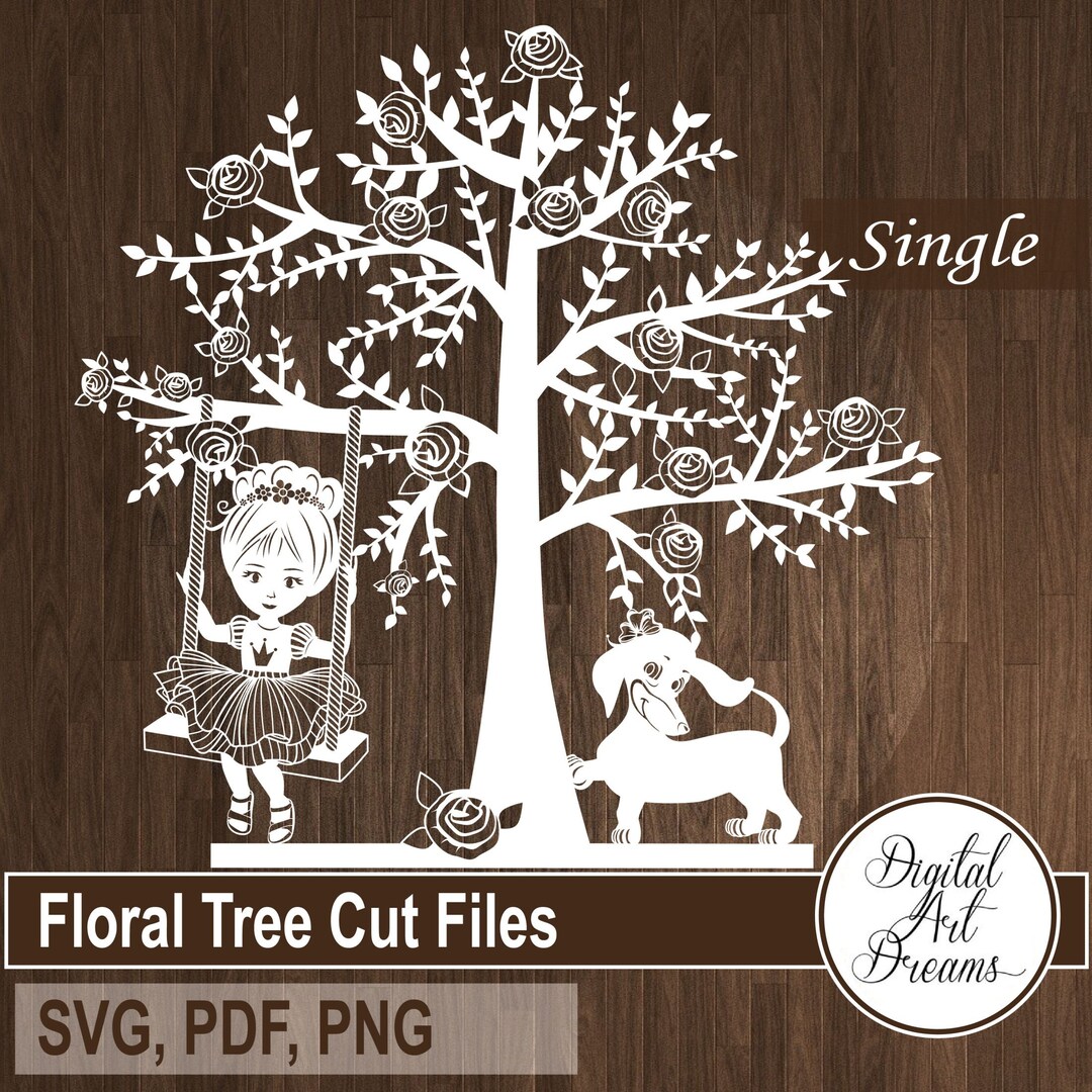 Tree Cutable Floral Tree SVG Cut, Papercutting Template PDF, Baby Papercut, Cuttable ...