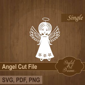 Angel SVG Cut, Papercutting Template PDF, Christmas Baby Papercut, Cuttable Design, PNG Clipart Printable, Angel Girl Vector Cutting File