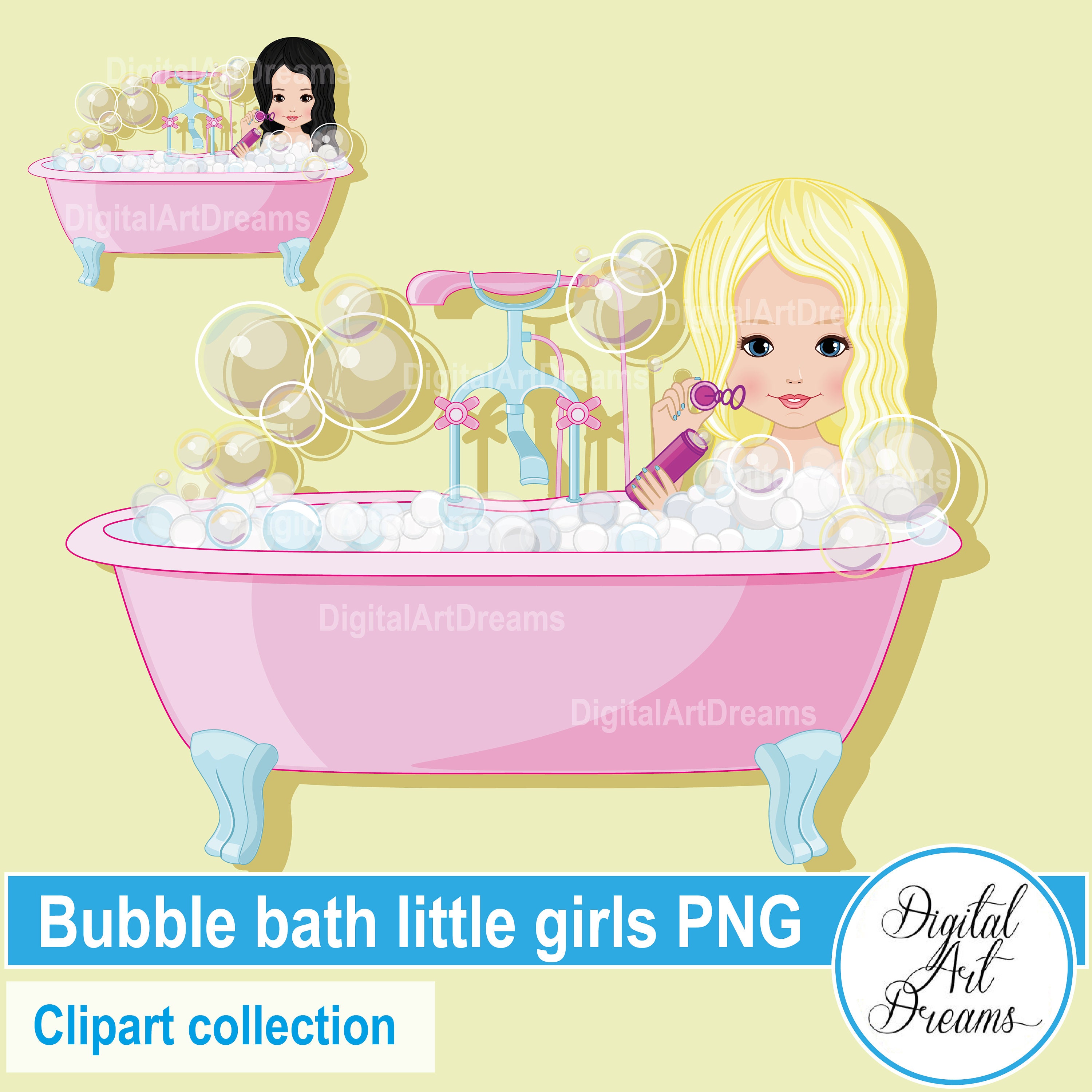 Bubble Bath Clipart Little Girl Clipart Blowing Bubbles Etsy UK
