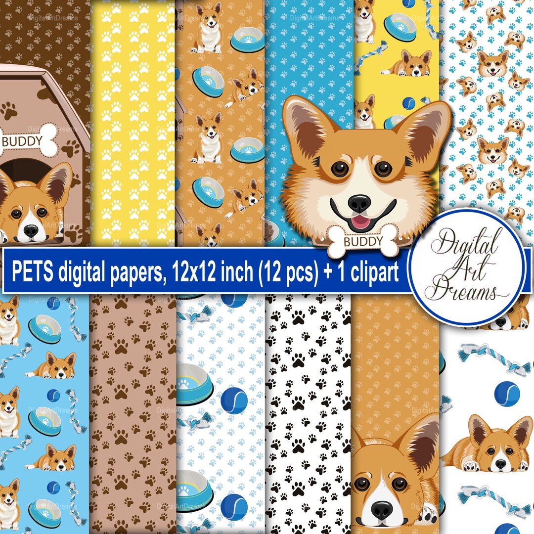 Dog Scrapbook Paper - Digital Scrapbook Pages - Card Background ...