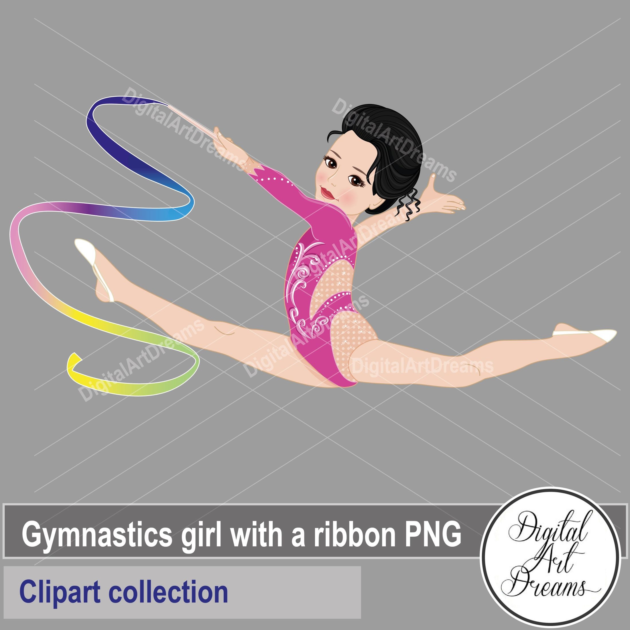 Clip art de gimnasia rítmica, gimnasia con cinta, gráficos de niñas  pequeñas, niña afroamericana, personajes lindos, imprimibles de arte mural  png -  México