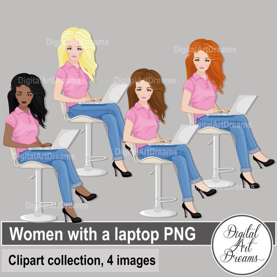 Woman Clipart Business Clip Art Women With A Laptop Female Etsy