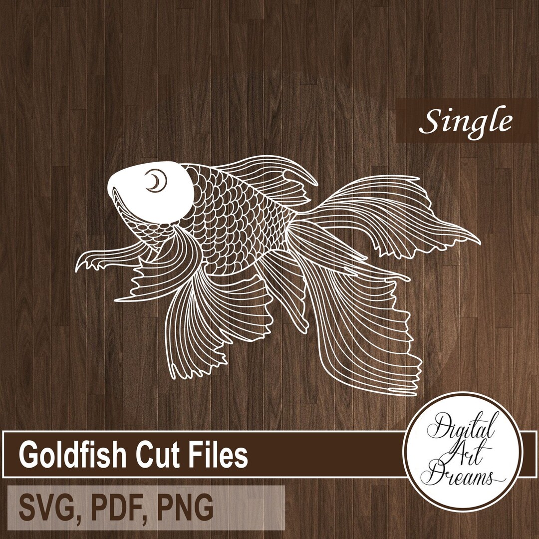 Goldfish SVG Cut, Aquarium Fish, Papercutting Template PDF, Carassius ...