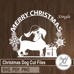 Christmas SVG cut, Papercutting template PDF, Dachshund dog papercut, Cuttable design, PNG clipart printable, vector cutting File, pets Xmas