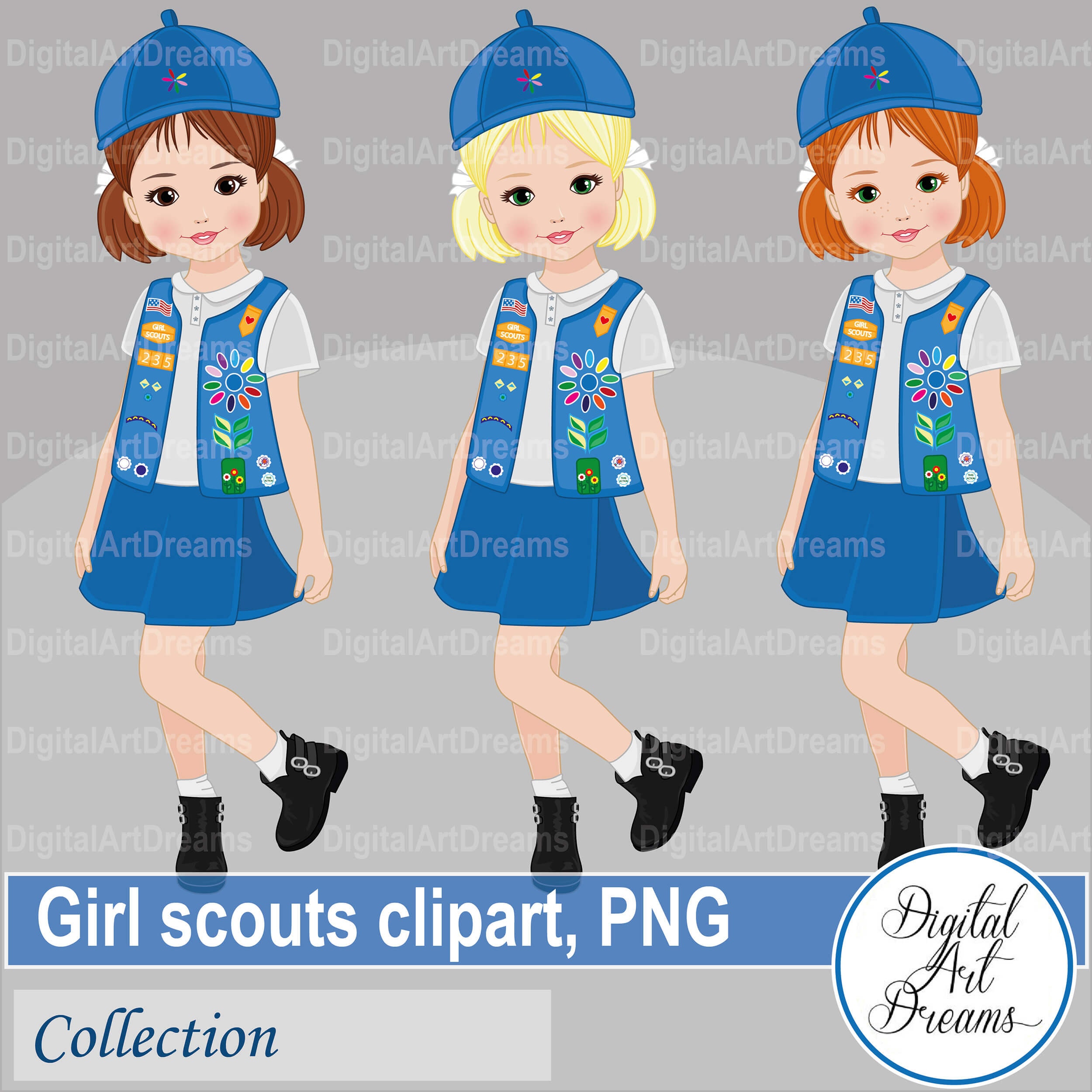 Girl Scout Clip Art Girl Scouts Daisy Little Girl Clip Art - Etsy
