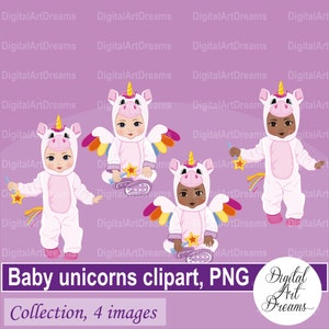 Einhorn Clip art, Baby Mädchen Clipart, süße Einhörnchen, Geburtstagsgrafik, kleine Mädchen in Kostümen, Halloween, Party Printables, Scrapbooking