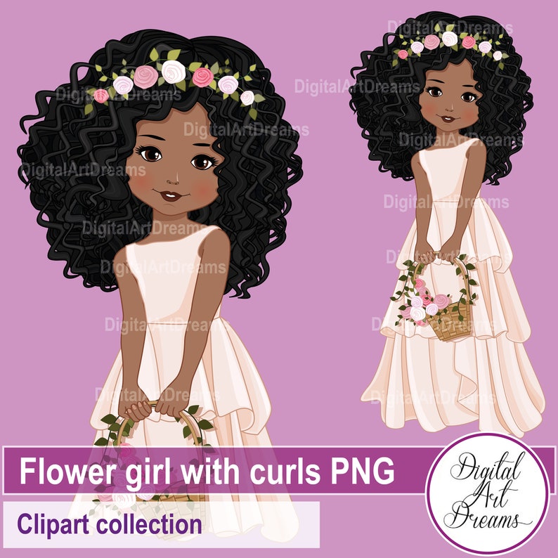 Flower girl clip art wedding clipart flower girls png Etsy
