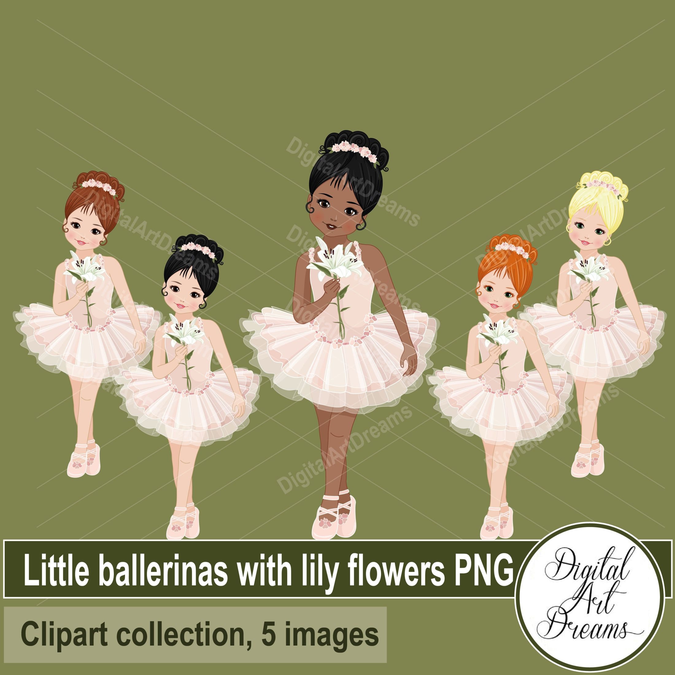 Little Ballerina Clip Art Ballet Rehearsal Cute Girl Etsy