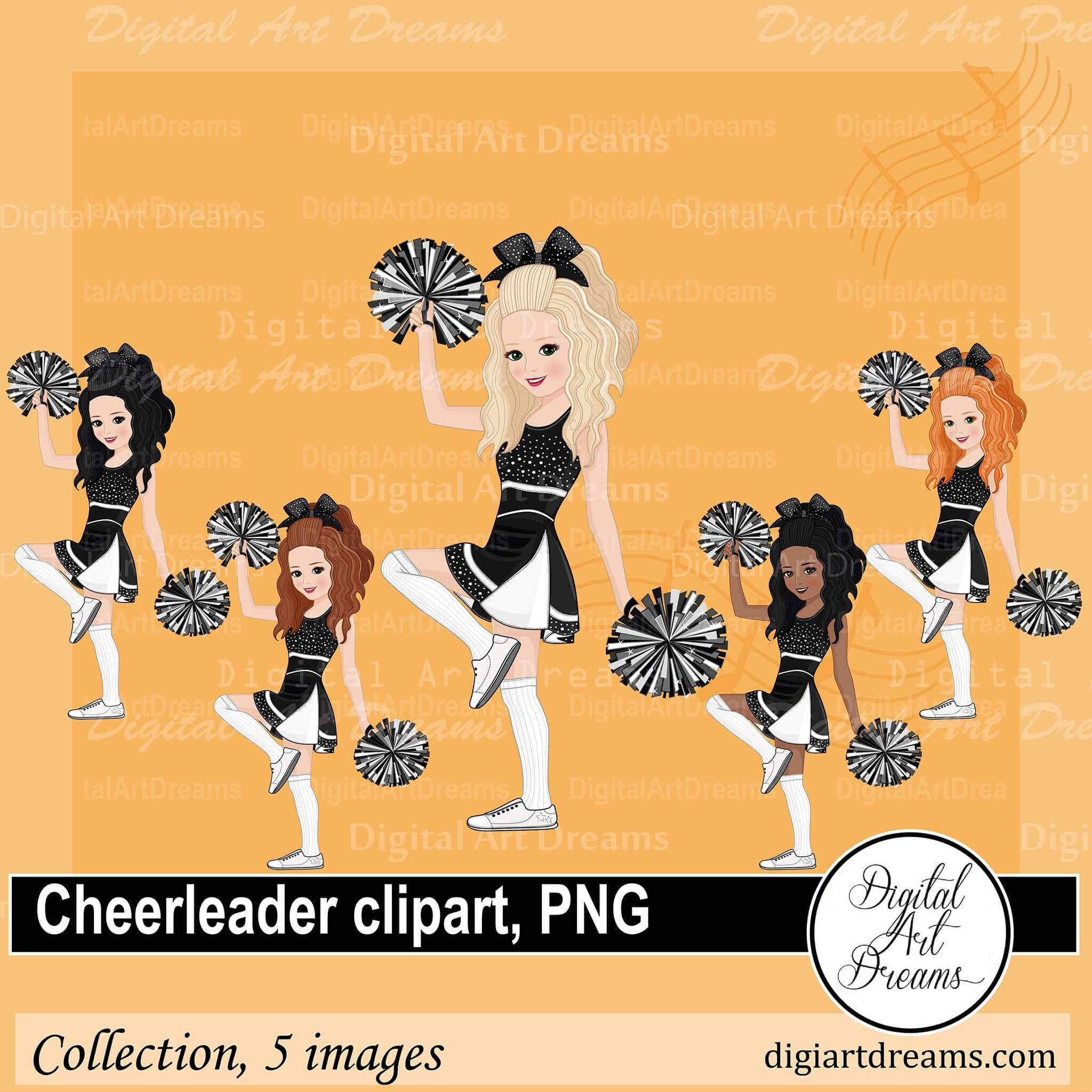 Cheerleader Png Clipart Black and White Uniform Cute Little