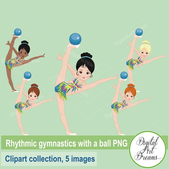 Gymnastics Clip Art Rhythmic Gymnastics With Balls Little Etsy