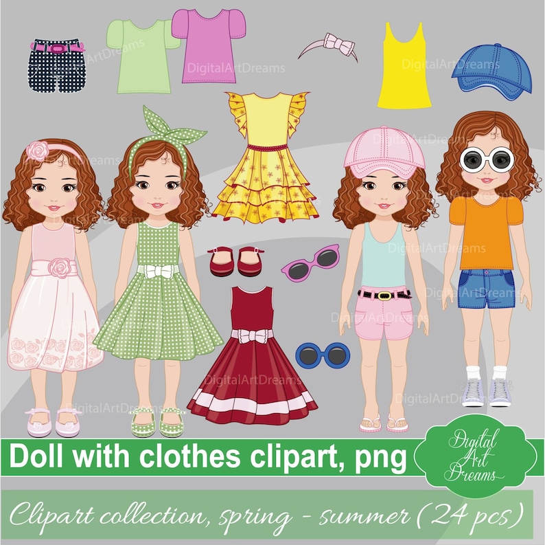 Paper Doll Clipart Little Girl Dress up Clip Art Cute Etsy Canada