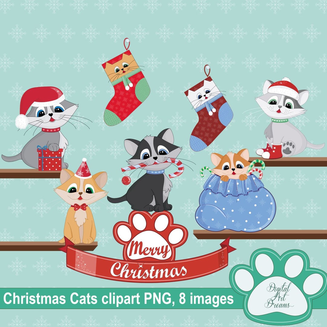 Cat Clipart - Christmas Clip Art - Cat Png - Scrapbook Images - Digital ...