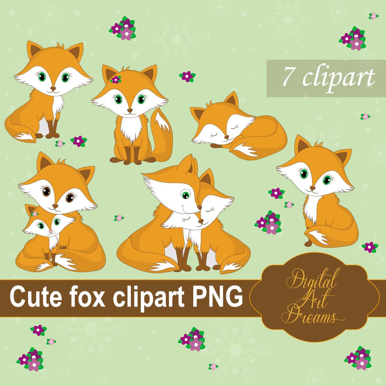 Download Fox Clipart Cute Fox Clipart Baby Fox Clipart Woodland Etsy