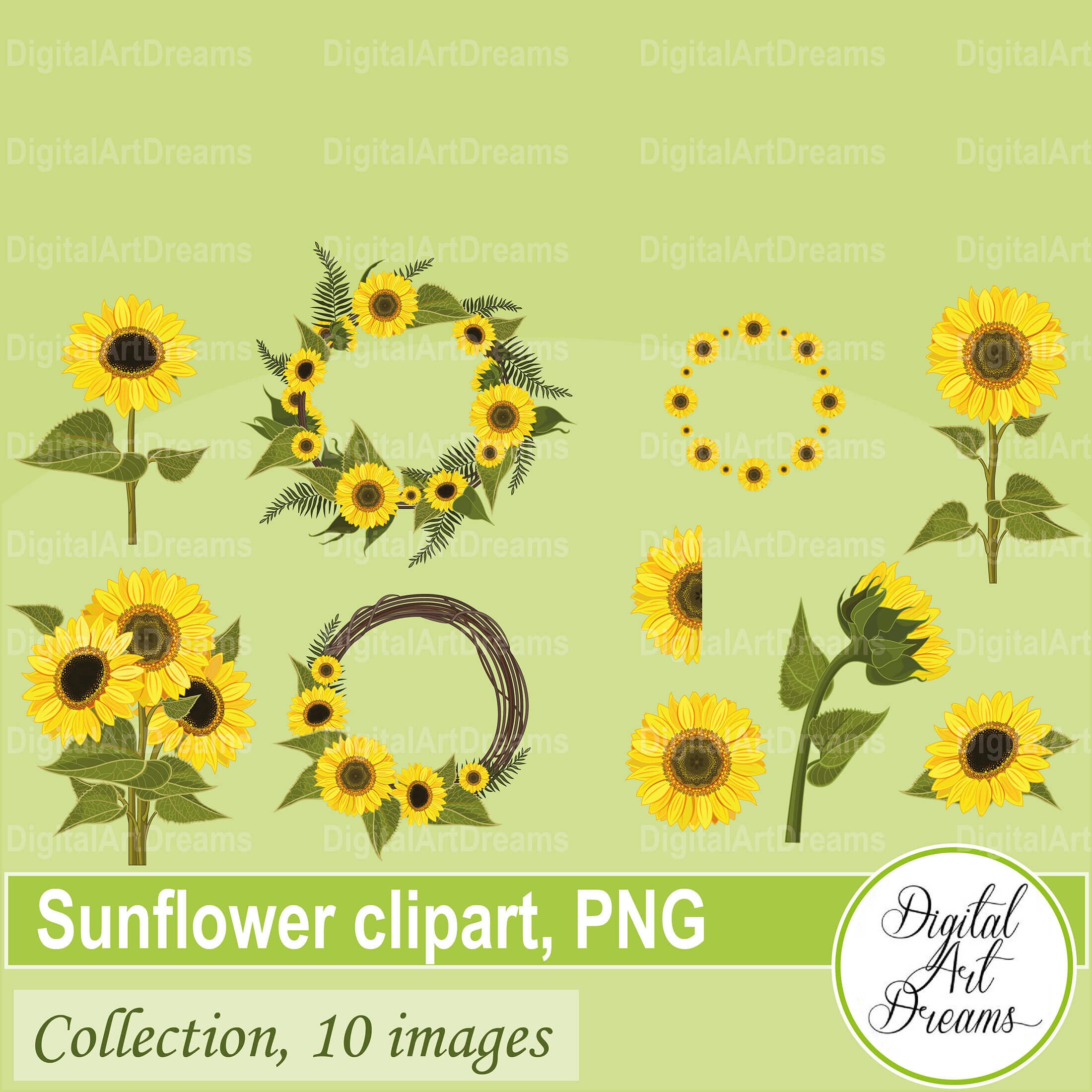 yellow sunflower clipart outline