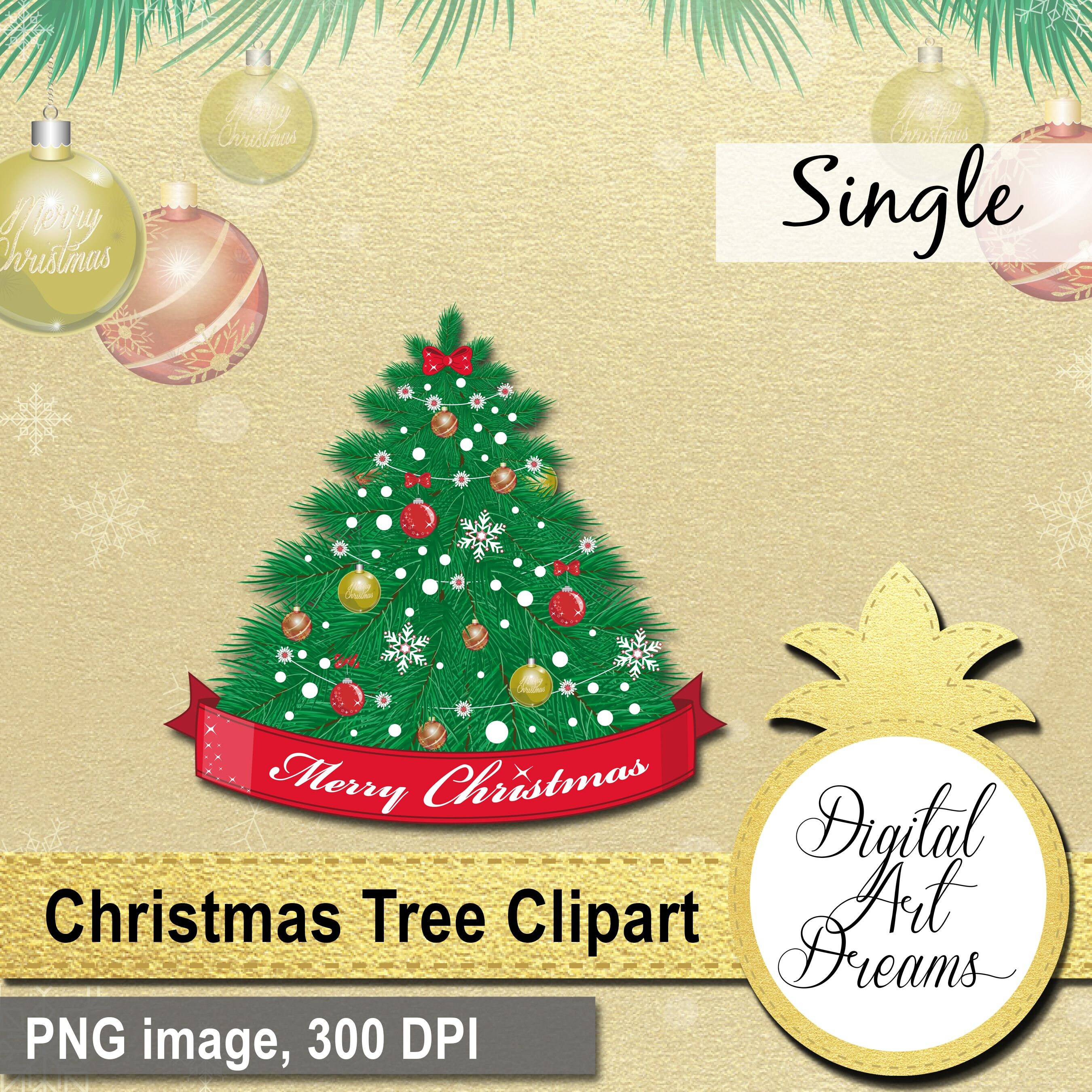 christmas tree clipart decorated xmas tree png holiday etsy decorated christmas tree clipart
