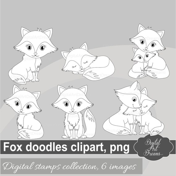 Cute Fox Clipart Woodland Animal Graphics Digital Stamps