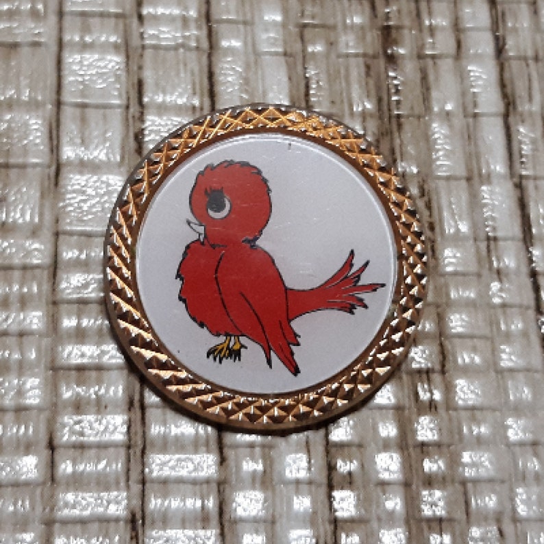 U.S.A Brooch Pin with Red Bird Vintage Hit